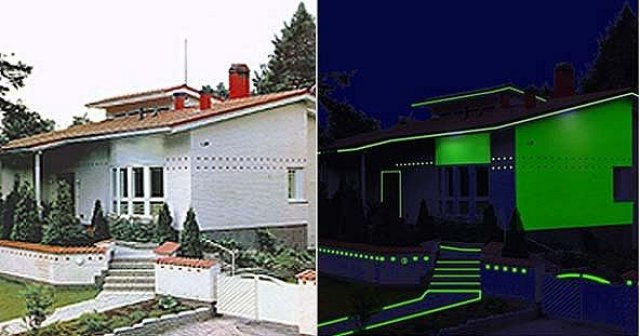 флуоресцентная краска на фасаде дома