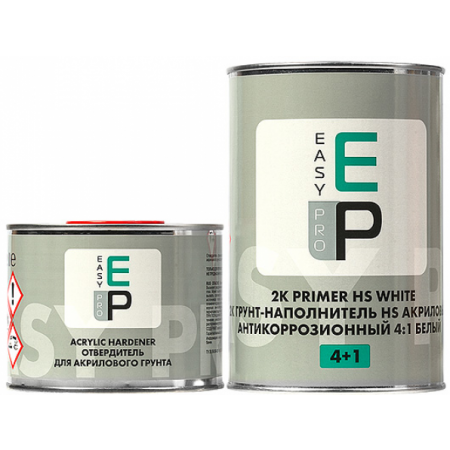 Грунт-наполнитель акриловый антикоррозионный 4:1 белый в комплекте с отвердителем 0,8л+0,2л
