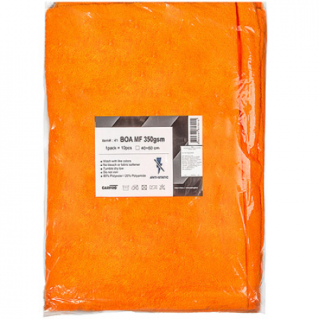 Микрофибровое полотенце оранжевое 40х60см, 350г/м2 Boa 1уп.х10шт