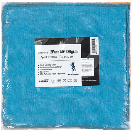 Микрофибровое полотенце серое 40х40см, 320г/м2 2Face 1уп.х10шт